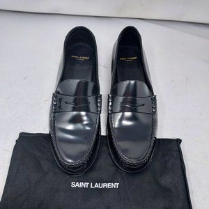 YSL Yves Saint Laurent Black Monogram Penny Mens Loafer